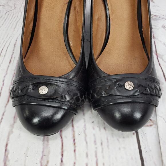 Lucky Brand  Women's Black Leather Wedge Pump Shoes Size 9.5M - Picture 5 of 16